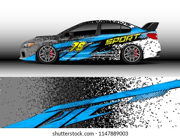 Car wrap design vector, truck and cargo van decal. Graphic abstract stripe racing background designs for vehicle, rally, race, advertisement, adventure and livery car.