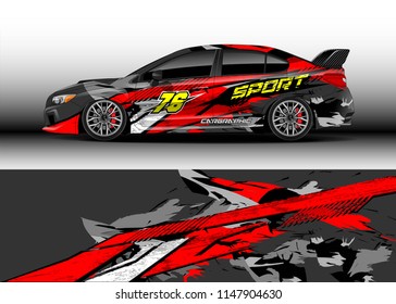Car wrap design vector, truck and cargo van decal. Graphic abstract stripe racing background designs for vehicle, rally, race, advertisement, adventure and livery car.
