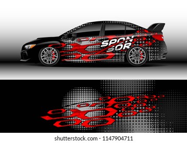Car wrap design vector, truck and cargo van decal. Graphic abstract stripe racing background designs for vehicle, rally, race, advertisement, adventure and livery car.

