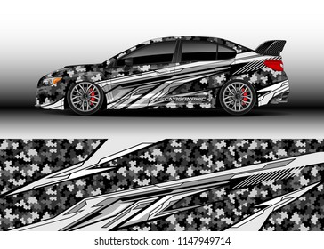 Car wrap design vector, truck and cargo van decal. Graphic abstract stripe racing background designs for vehicle, rally, race, advertisement, adventure and livery car.
