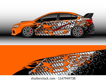 Car wrap design vector, truck and cargo van decal. Graphic abstract stripe racing background designs for vehicle, rally, race, advertisement, adventure and livery car.
