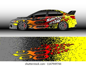 Car wrap design vector, truck and cargo van decal. Graphic abstract stripe racing background designs for vehicle, rally, race, advertisement, adventure and livery car.
