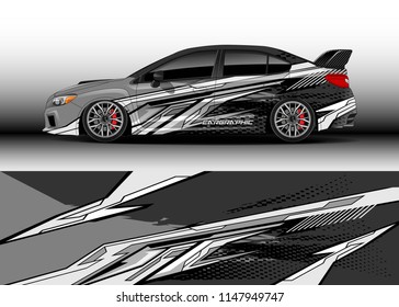 Car wrap design vector, truck and cargo van decal. Graphic abstract stripe racing background designs for vehicle, rally, race, advertisement, adventure and livery car.
