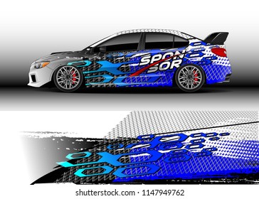 Car wrap design vector, truck and cargo van decal. Graphic abstract stripe racing background designs for vehicle, rally, race, advertisement, adventure and livery car.
