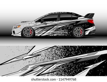 Car wrap design vector, truck and cargo van decal. Graphic abstract stripe racing background designs for vehicle, rally, race, advertisement, adventure and livery car.
