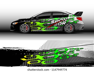 Car wrap design vector, truck and cargo van decal. Graphic abstract stripe racing background designs for vehicle, rally, race, advertisement, adventure and livery car.
