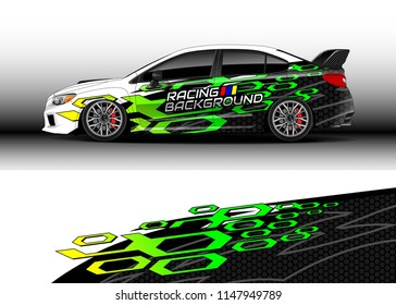 Car wrap design vector, truck and cargo van decal. Graphic abstract stripe racing background designs for vehicle, rally, race, advertisement, adventure and livery car.
