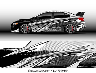 Car wrap design vector, truck and cargo van decal. Graphic abstract stripe racing background designs for vehicle, rally, race, advertisement, adventure and livery car.
