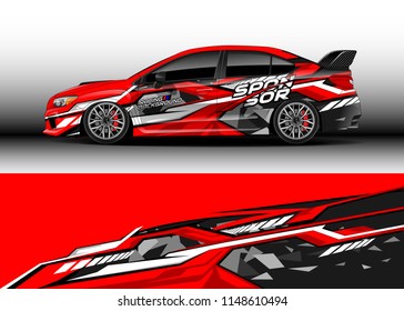 Car wrap design vector, truck and cargo van decal. Graphic abstract stripe racing background designs for vehicle, rally, race, off road car, adventure and livery car.