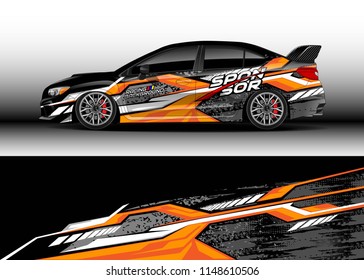 Car wrap design vector, truck and cargo van decal. Graphic abstract stripe racing background designs for vehicle, rally, race, off road car, adventure and livery car.