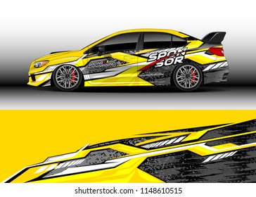 Car wrap design vector, truck and cargo van decal. Graphic abstract stripe racing background designs for vehicle, rally, race, off road car, adventure and livery car.