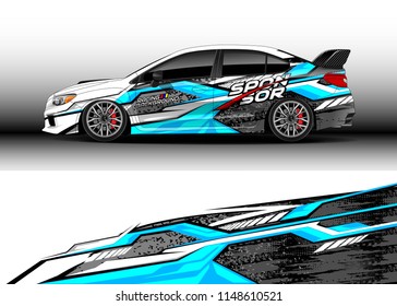 Car wrap design vector, truck and cargo van decal. Graphic abstract stripe racing background designs for vehicle, rally, race, off road car, adventure and livery car.
