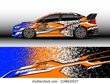 Car wrap design vector, truck and cargo van decal. Graphic abstract stripe racing background designs for vehicle, rally, race, off road car, adventure and livery car.