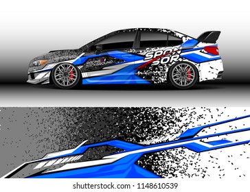 Car wrap design vector, truck and cargo van decal. Graphic abstract stripe racing background designs for vehicle, rally, race, off road car, adventure and livery car.