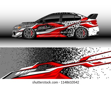 Car wrap design vector, truck and cargo van decal. Graphic abstract stripe racing background designs for vehicle, rally, race, off road car, adventure and livery car.