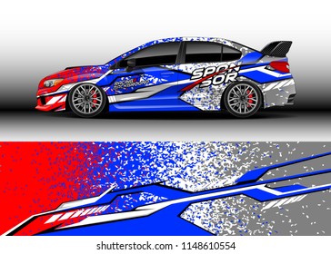 Car wrap design vector, truck and cargo van decal. Graphic abstract stripe racing background designs for vehicle, rally, race, off road car, adventure and livery car.