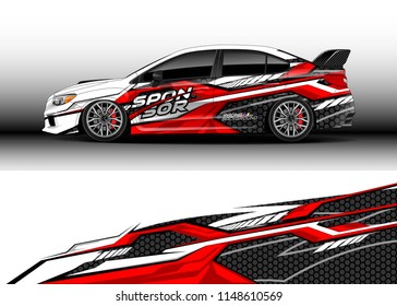 Car wrap design vector, truck and cargo van decal. Graphic abstract stripe racing background designs for vehicle, rally, race, off road car, adventure and livery car.
