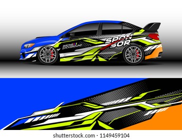 Car wrap design vector, truck and cargo van decal. Graphic abstract stripe racing background designs for vehicle, rally, race, adventure and car racing livery.
