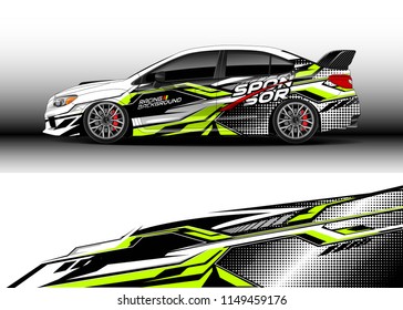 Car wrap design vector, truck and cargo van decal. Graphic abstract stripe racing background designs for vehicle, rally, race, adventure and car racing livery.
