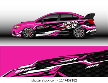 Car wrap design vector, truck and cargo van decal. Graphic abstract stripe racing background designs for vehicle, rally, race, adventure and car racing livery.
