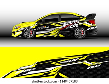 Car wrap design vector, truck and cargo van decal. Graphic abstract stripe racing background designs for vehicle, rally, race, adventure and car racing livery.
