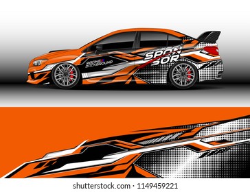 Car wrap design vector, truck and cargo van decal. Graphic abstract stripe racing background designs for vehicle, rally, race, adventure and car racing livery.
