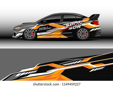 Car wrap design vector, truck and cargo van decal. Graphic abstract stripe racing background designs for vehicle, rally, race, adventure and car racing livery.
