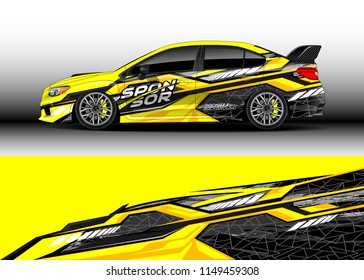 Car wrap design vector, truck and cargo van decal. Graphic abstract stripe racing background designs for vehicle, rally, race, adventure and car racing livery.
