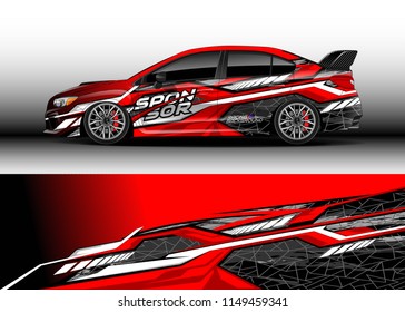 Car wrap design vector, truck and cargo van decal. Graphic abstract stripe racing background designs for vehicle, rally, race, adventure and car racing livery.
