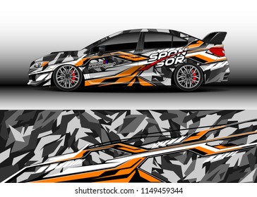Car wrap design vector, truck and cargo van decal. Graphic abstract stripe racing background designs for vehicle, rally, race, adventure and car racing livery.
