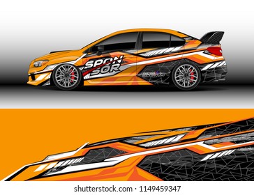 Car wrap design vector, truck and cargo van decal. Graphic abstract stripe racing background designs for vehicle, rally, race, adventure and car racing livery.
