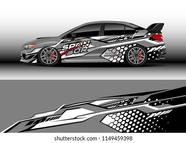 Car wrap design vector, truck and cargo van decal. Graphic abstract stripe racing background designs for vehicle, rally, race, adventure and car racing livery.
