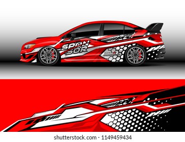 Car wrap design vector, truck and cargo van decal. Graphic abstract stripe racing background designs for vehicle, rally, race, adventure and car racing livery.
