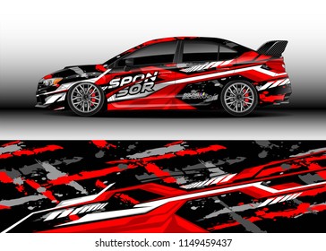 Car wrap design vector, truck and cargo van decal. Graphic abstract stripe racing background designs for vehicle, rally, race, adventure and car racing livery.
