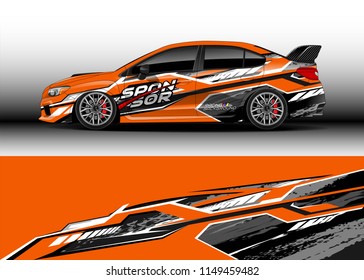 Car wrap design vector, truck and cargo van decal. Graphic abstract stripe racing background designs for vehicle, rally, race, adventure and car racing livery.
