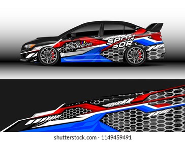 Car wrap design vector, truck and cargo van decal. Graphic abstract stripe racing background designs for vehicle, rally, race, adventure and car racing livery.
