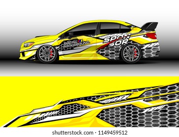 Car wrap design vector, truck and cargo van decal. Graphic abstract stripe racing background designs for vehicle, rally, race, adventure and car racing livery.
