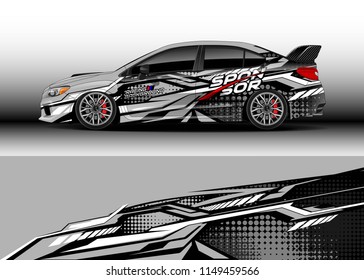 Car wrap design vector, truck and cargo van decal. Graphic abstract stripe racing background designs for vehicle, rally, race, adventure and car racing livery.
