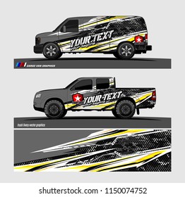 Car wrap design vector, truck and cargo van decal. abstract background for vehicle branding and livery