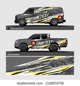 Car wrap design vector, truck and cargo van decal. abstract background for vehicle branding and livery