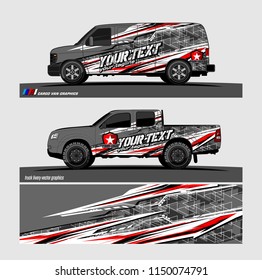 Car wrap design vector, truck and cargo van decal. abstract background for vehicle branding and livery