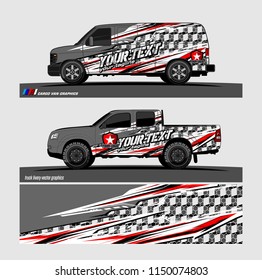 Car wrap design vector, truck and cargo van decal. abstract background for vehicle branding and livery