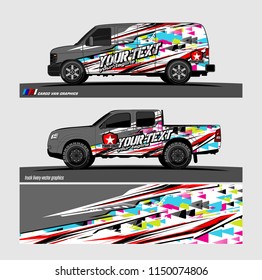 Car wrap design vector, truck and cargo van decal. abstract background for vehicle branding and livery