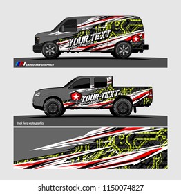 Car wrap design vector, truck and cargo van decal. abstract background for vehicle branding and livery