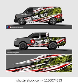 Car wrap design vector, truck and cargo van decal. abstract background for vehicle branding and livery