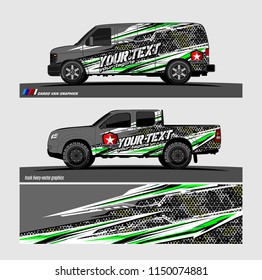 Car wrap design vector, truck and cargo van decal. abstract background for vehicle branding and livery