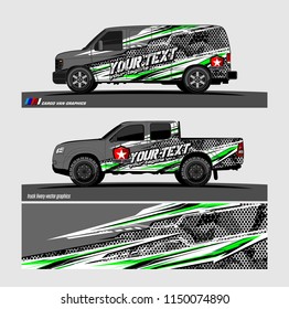 Car wrap design vector, truck and cargo van decal. abstract background for vehicle branding and livery