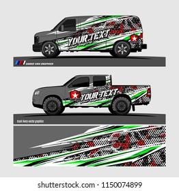 Car wrap design vector, truck and cargo van decal. abstract background for vehicle branding and livery