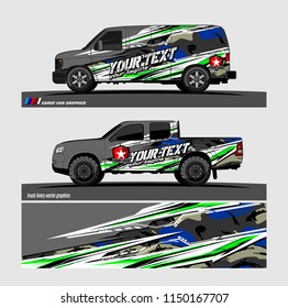 Car wrap design vector, truck and cargo van decal. abstract background for vehicle branding and livery