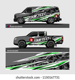 Car wrap design vector, truck and cargo van decal. abstract background for vehicle branding and livery